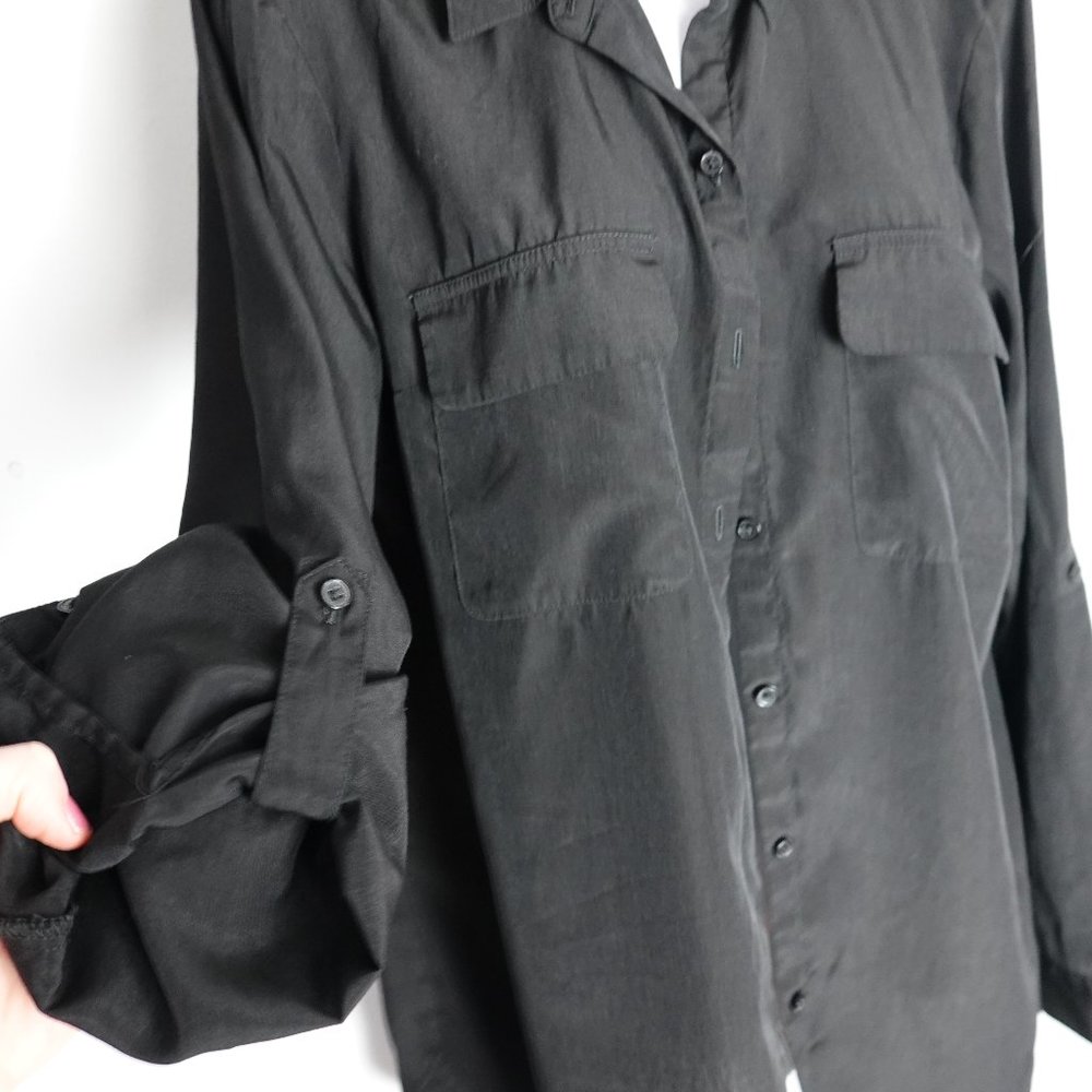 Women's black button down blouse